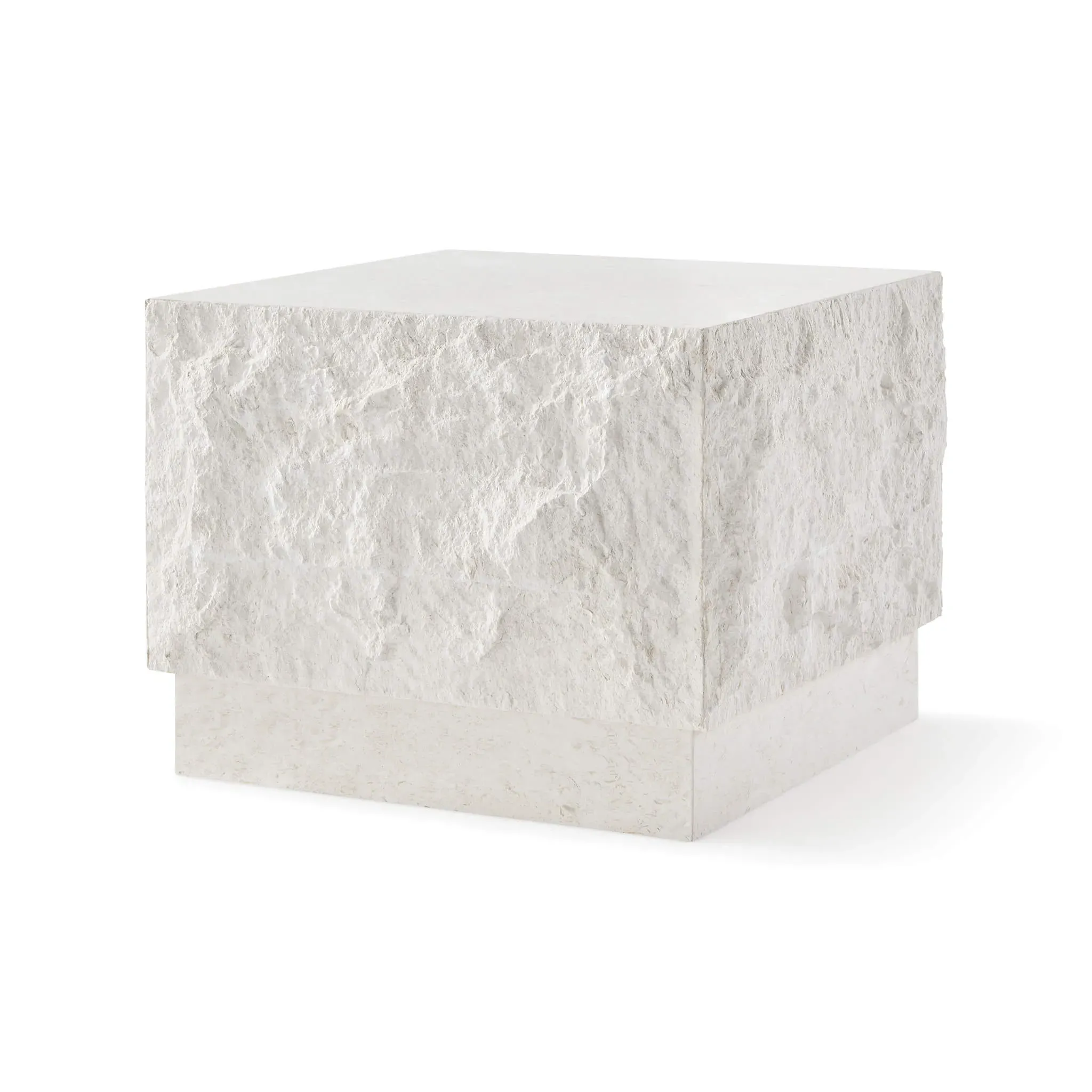 Onda Textured Stone Plinth Cube Side Table - Moon Light product