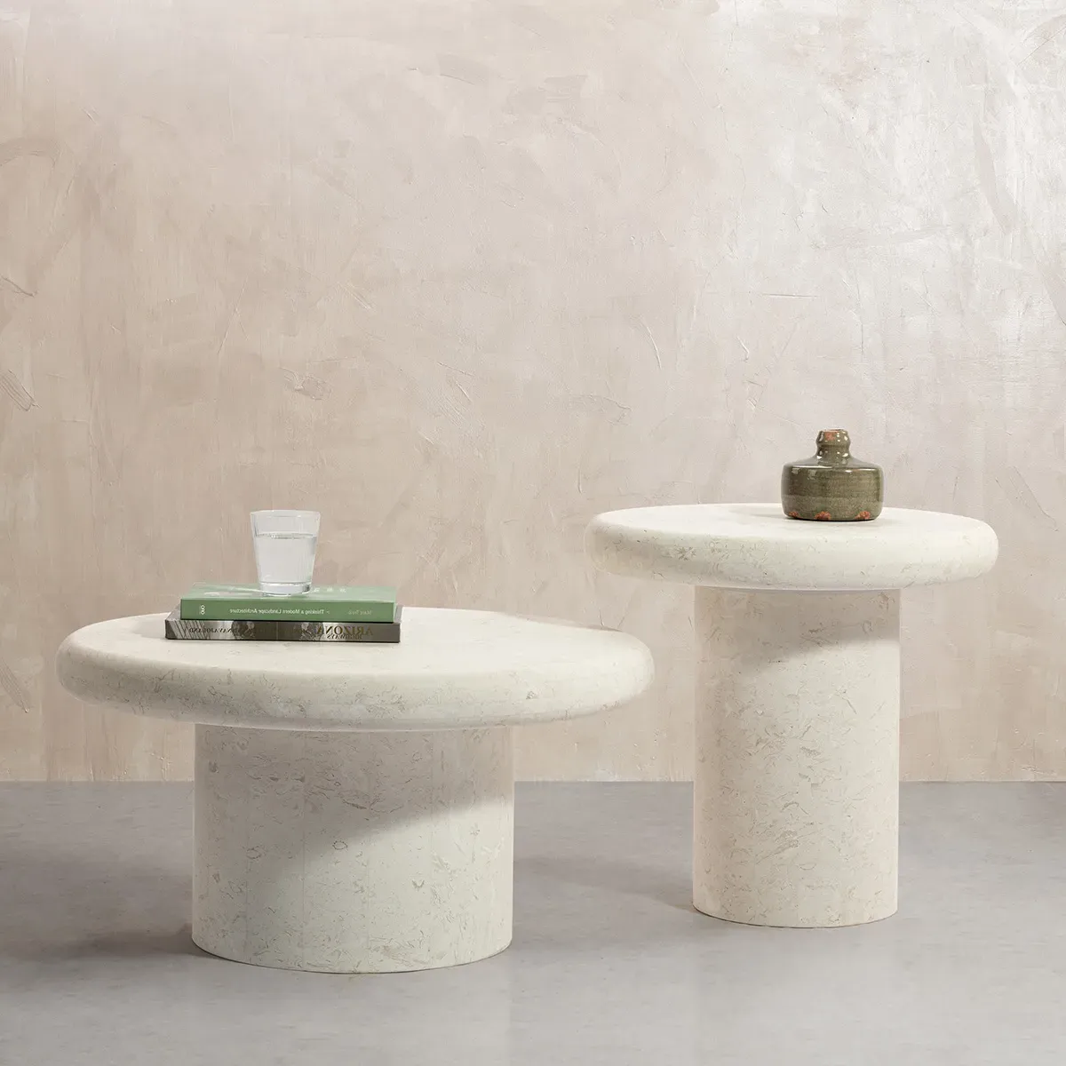 Orazio Round Coffee Table & Side Table Set - Moon Light Marble product