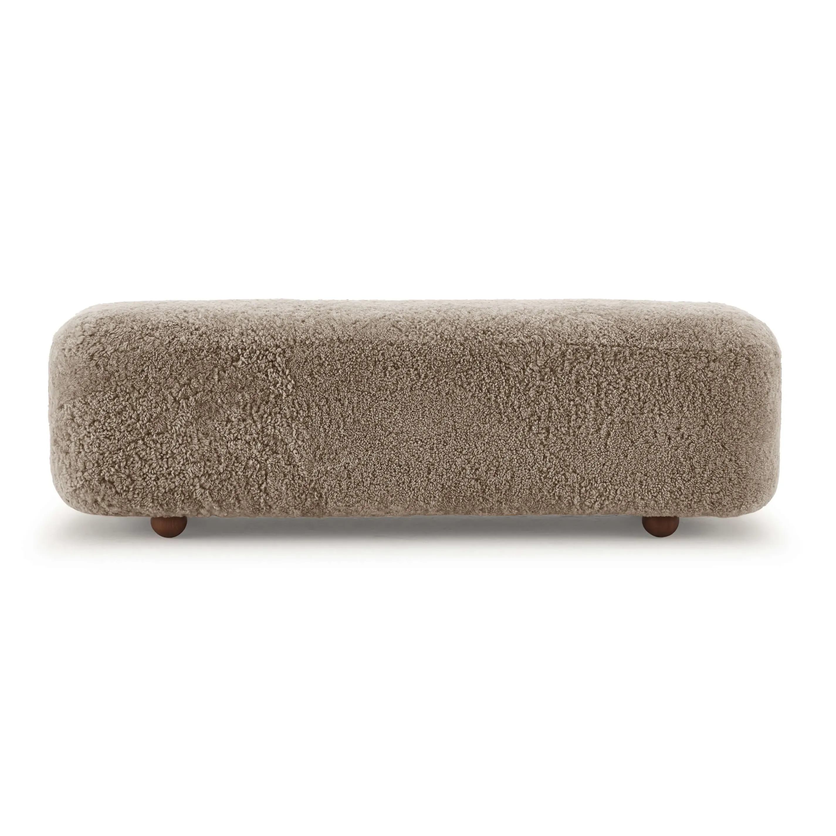Otto Block Upholstered Bench with Ball Feet - Cafe Noir, Sheepskin product