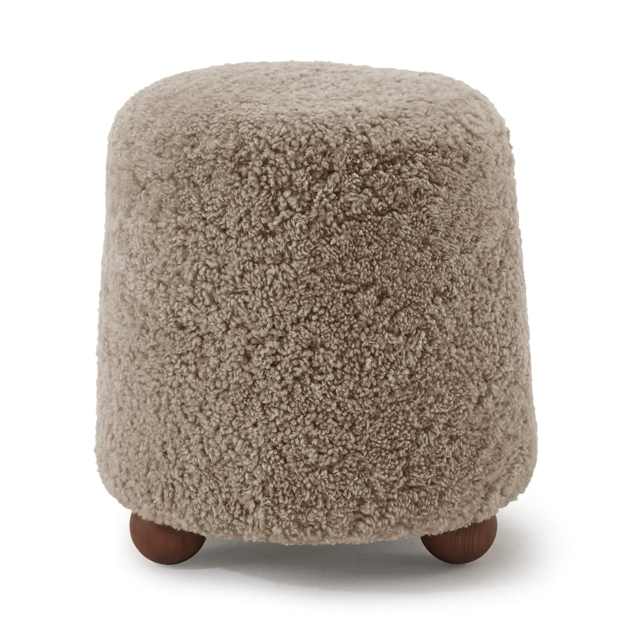 Otto Cylinder Upholstered Stool with Ball Feet - Almond Beige, Sheepskin product