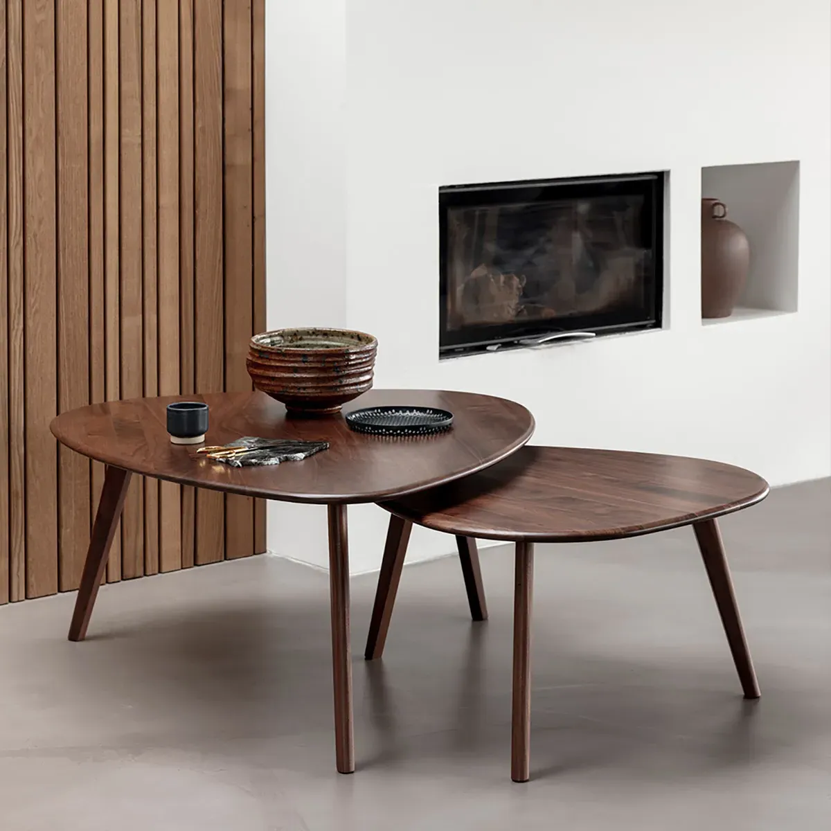 Petale Triangular 2-Piece Nesting Table - Walnut Wood product