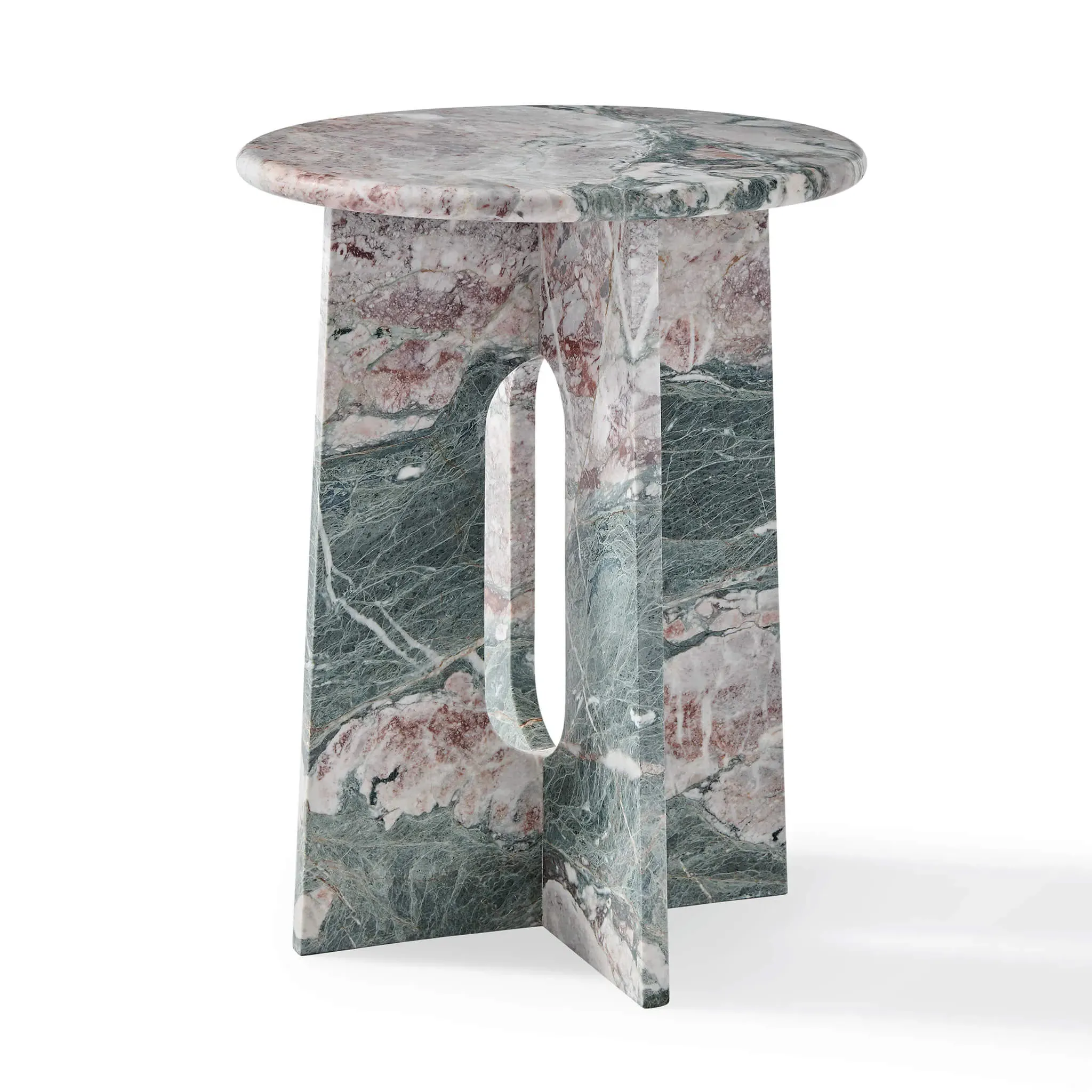 Romi Round Marble Side Table with Crossed Legs - Les Quatre Saisons product