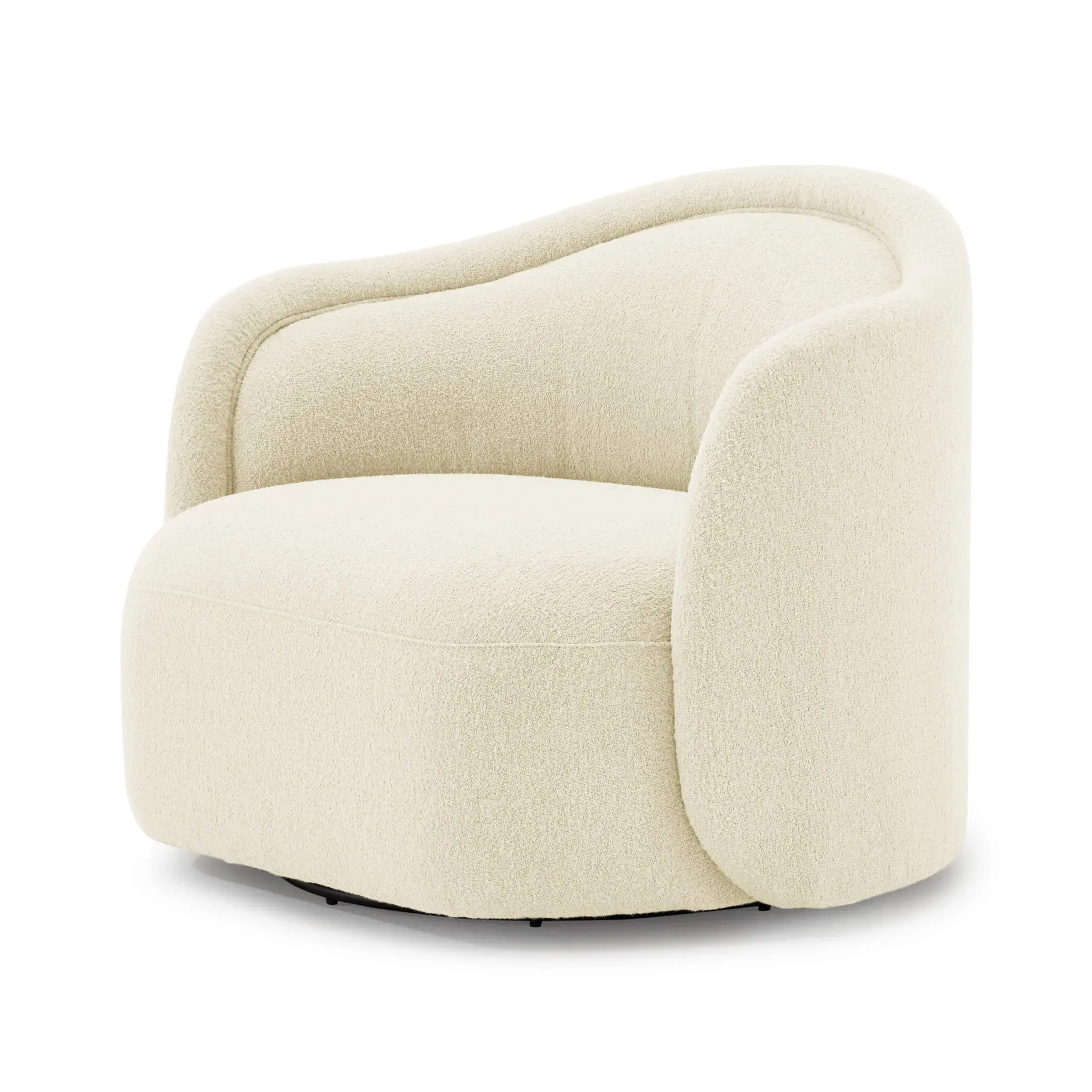 Serene Boucle Upholstered Swivel Armchair - Pearl product