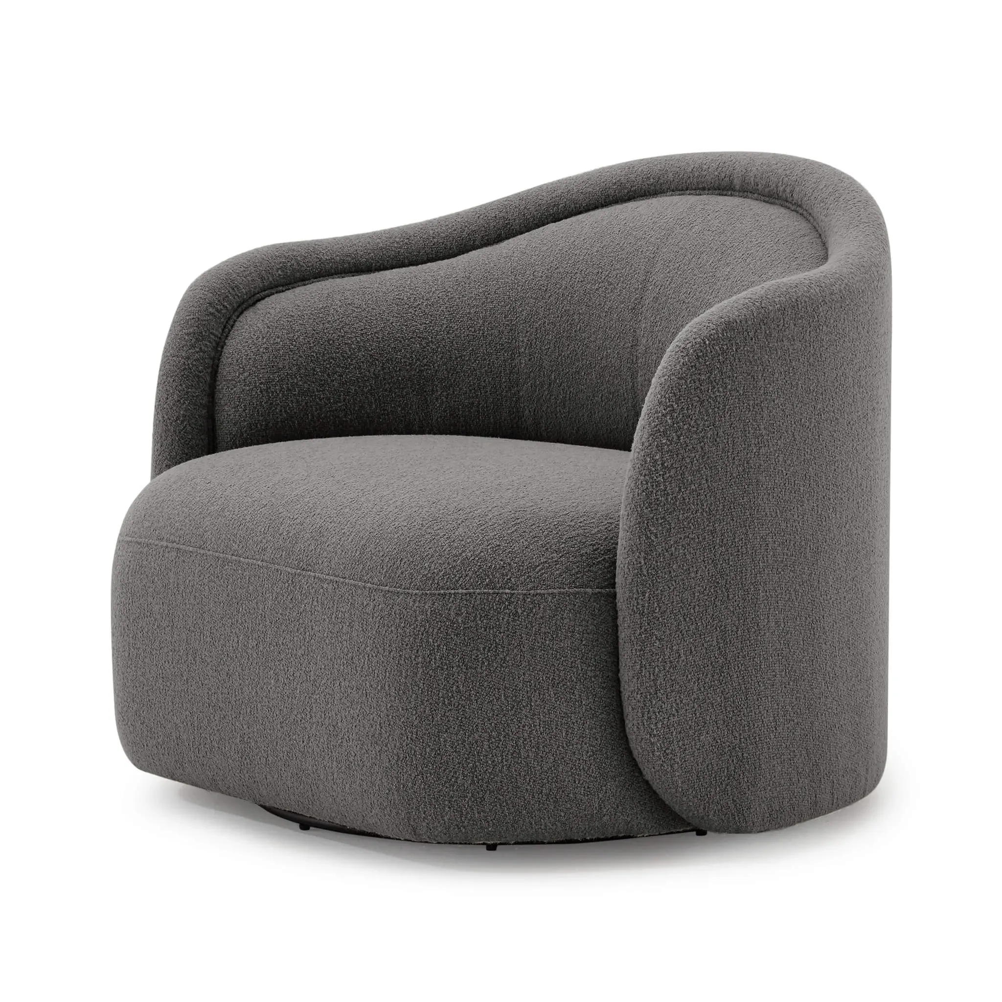 Serene Boucle Upholstered Swivel Armchair - Pebble, Boucle product