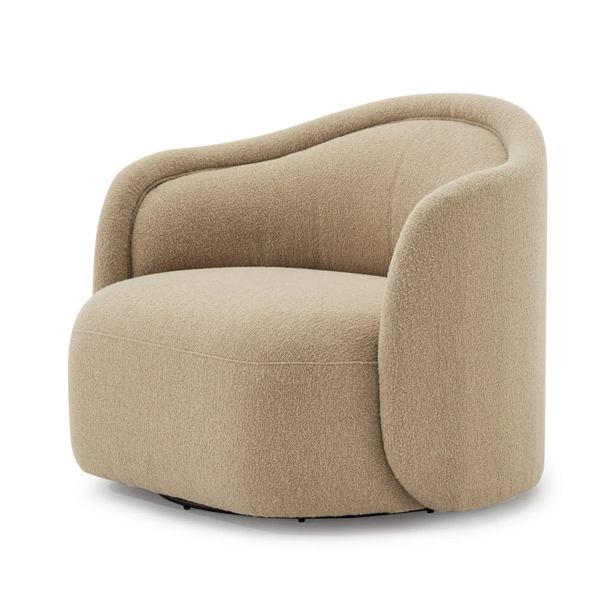 Serene Boucle Upholstered Swivel Armchair - Sand product