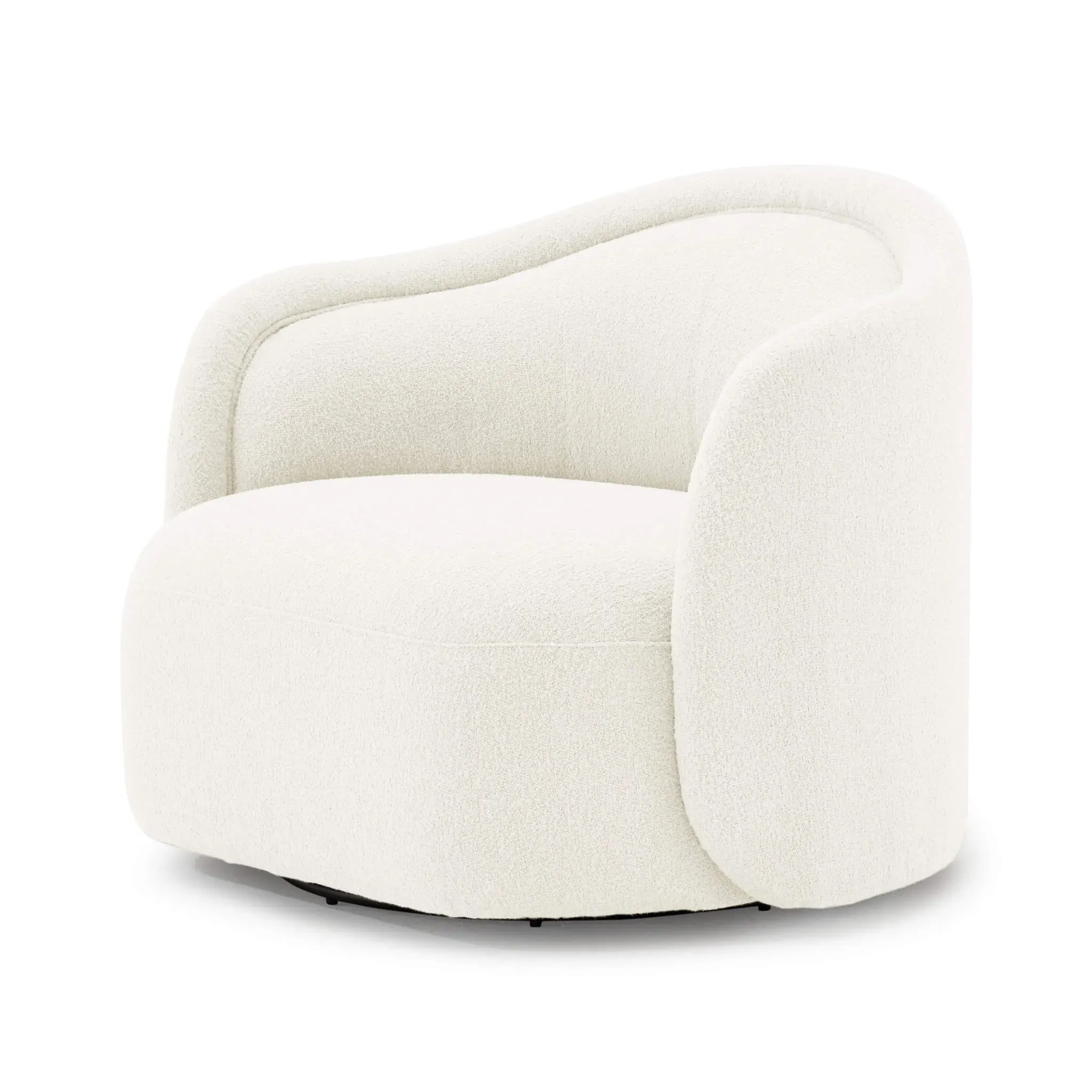 Serene Boucle Upholstered Swivel Armchair - Snow White, Boucle product