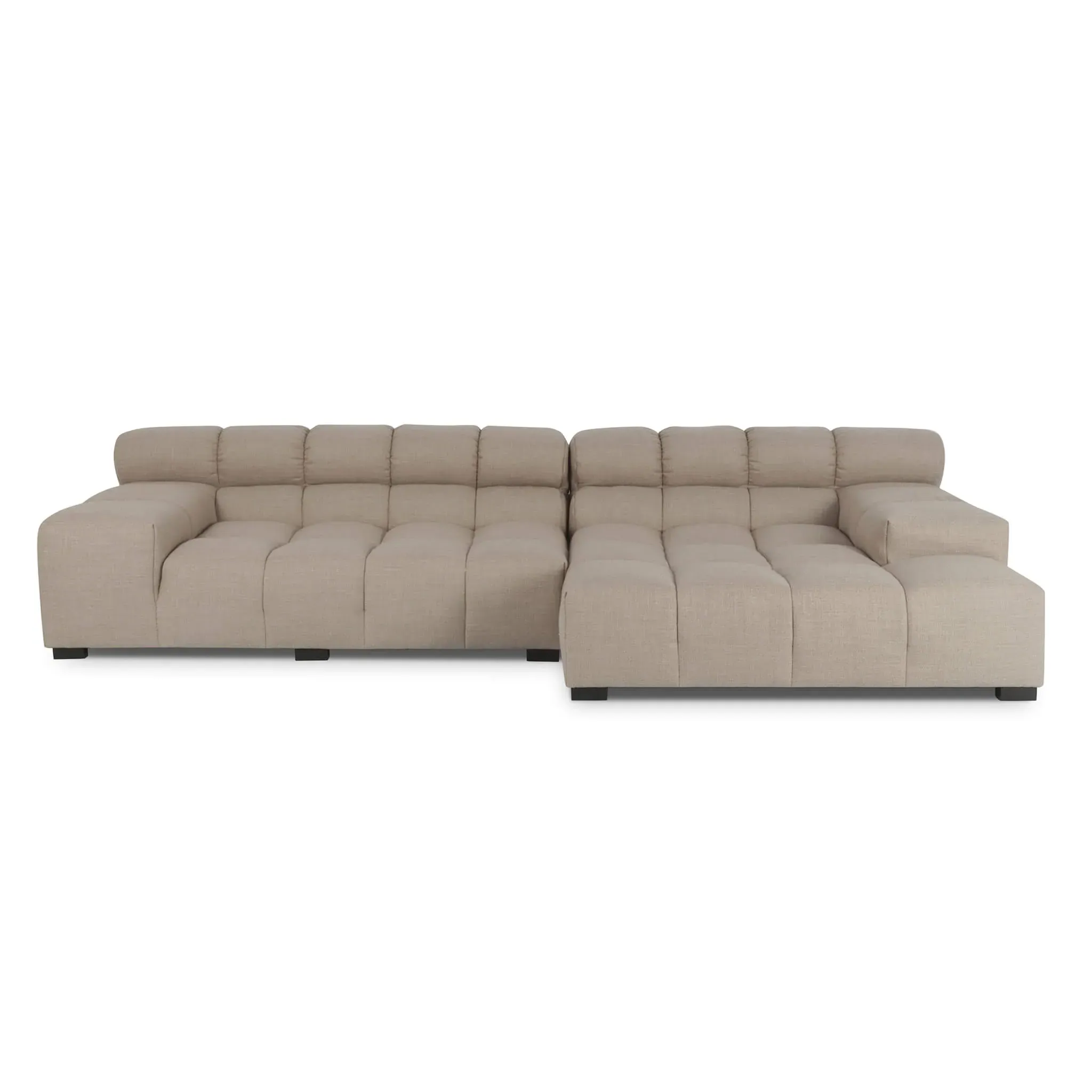 Tufted Sectional Sofa - Oatmeal, Pebble Weave product