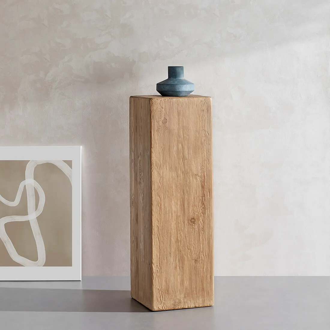 Wabi-Sabi Tall Block End Table - Natural, Reclaimed Elm Wood product