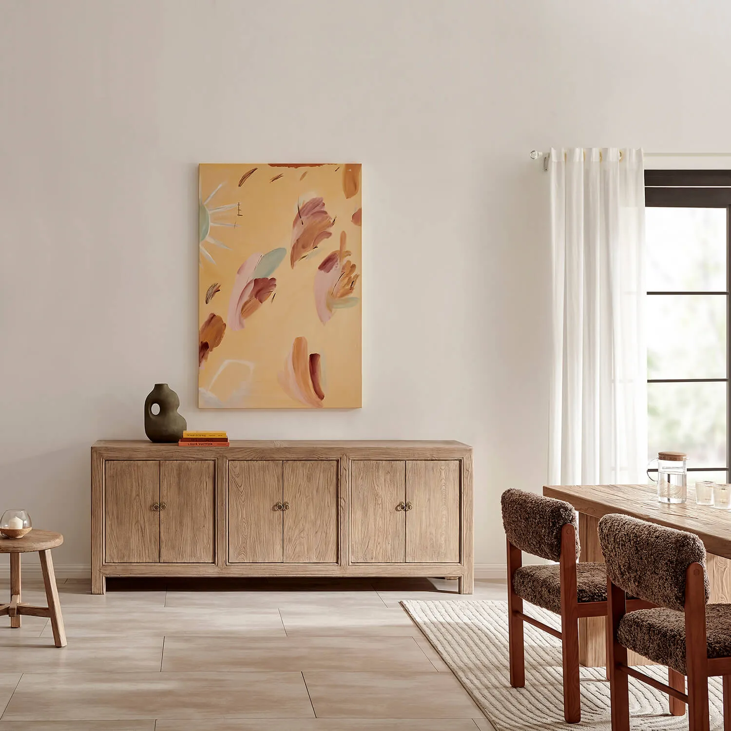 Wabisabi 6-Door Storage Credenza - Natural Almond, Reclaimed Wood product
