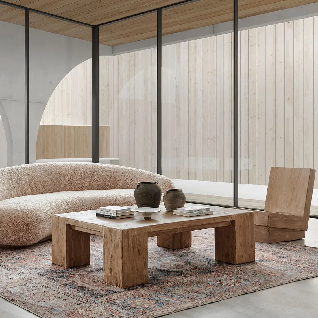 Wabisabi Lounge Chair - Natural Almond, Reclaimed Pine Wood product