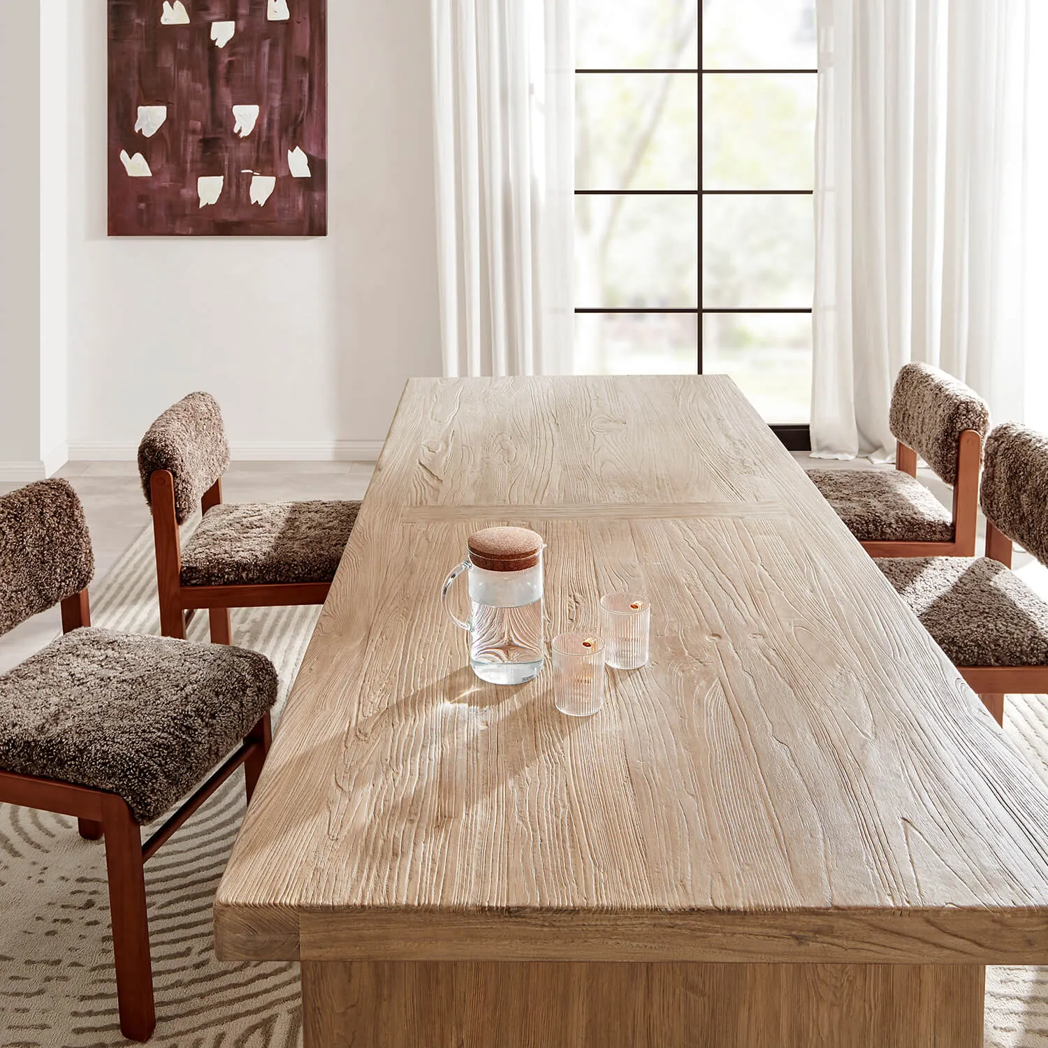 Wabisabi Rectangular Dining Table with Block Legs - Reclaimed Wood product