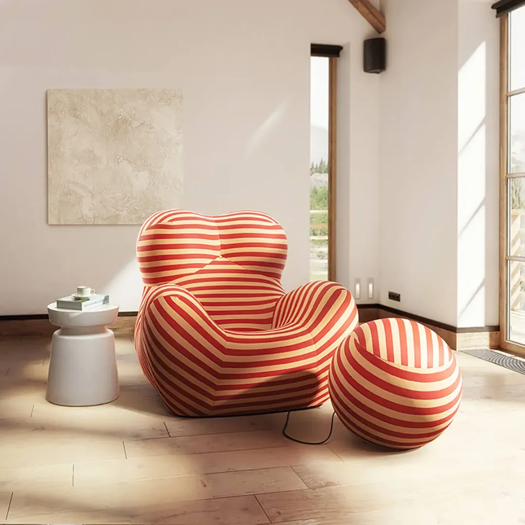Up Chair with Ottoman Stripe Print - Red product
