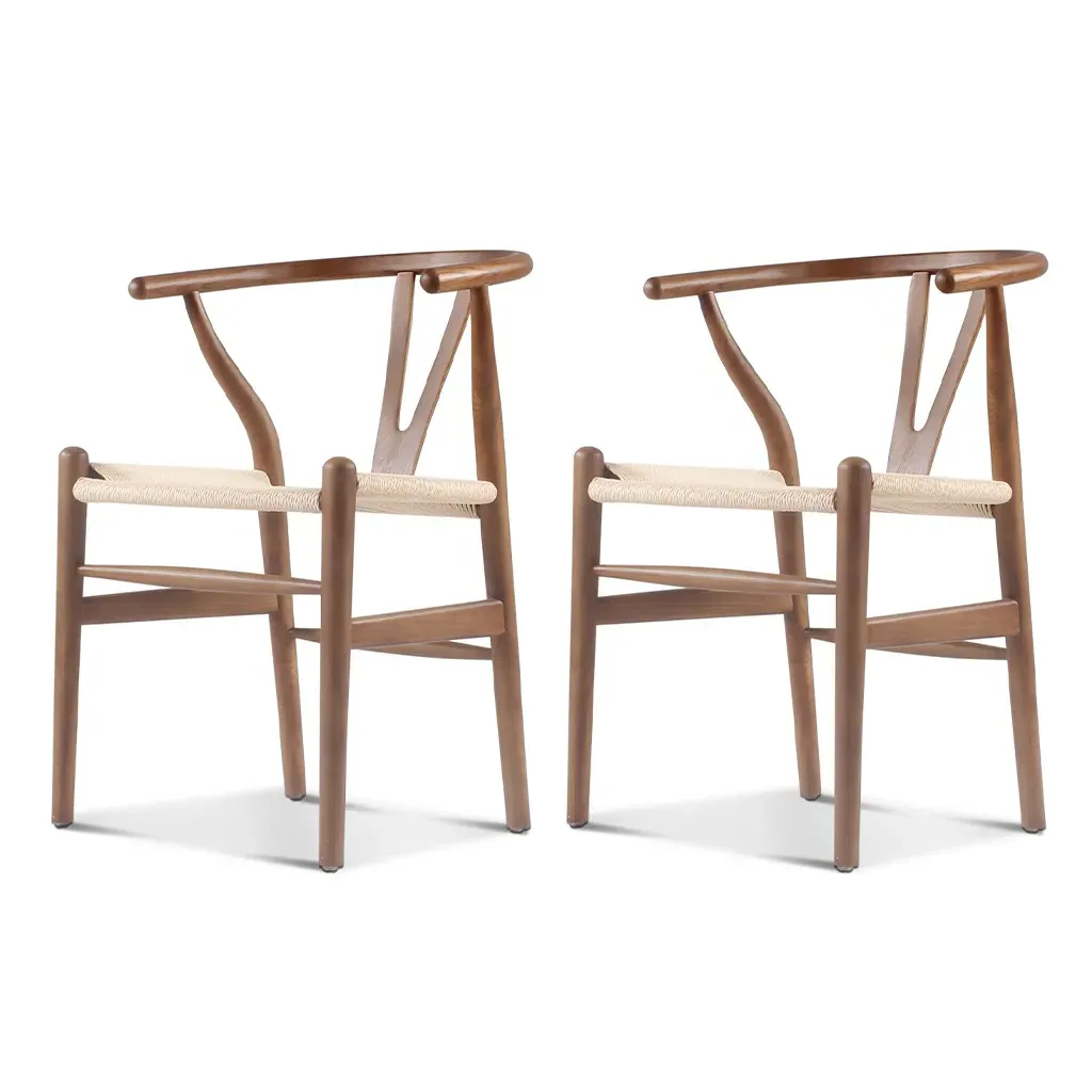 Hans J Wegner Wishbone Dining Chair Set of Two - Walnut, Ash Wood product