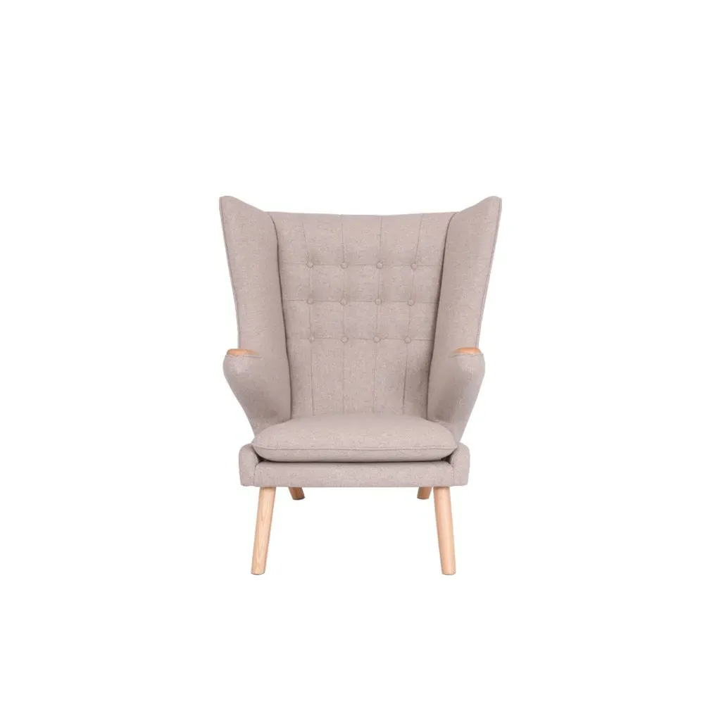 Papa Bear Chair - Cream, Top Grain Leather, Natural Ash product