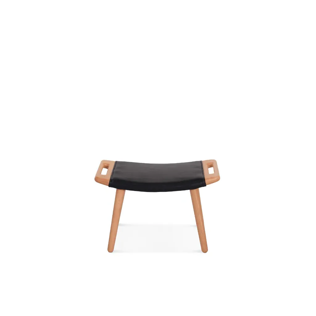 Papa Bear Ottoman - Cream, Top Grain Leather product