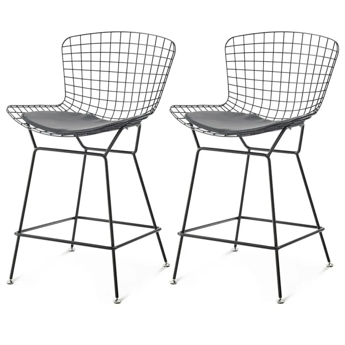 Bertoia Set of 2 Bar Stools - Black, Steel product