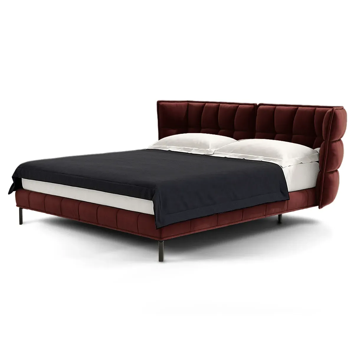 Husk Queen Size Bed - Plum, Velvet product