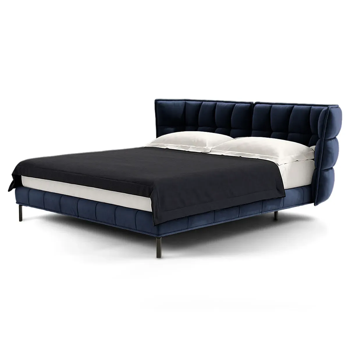 Velvet Queen Size Bed Frame - Midnight Blue product