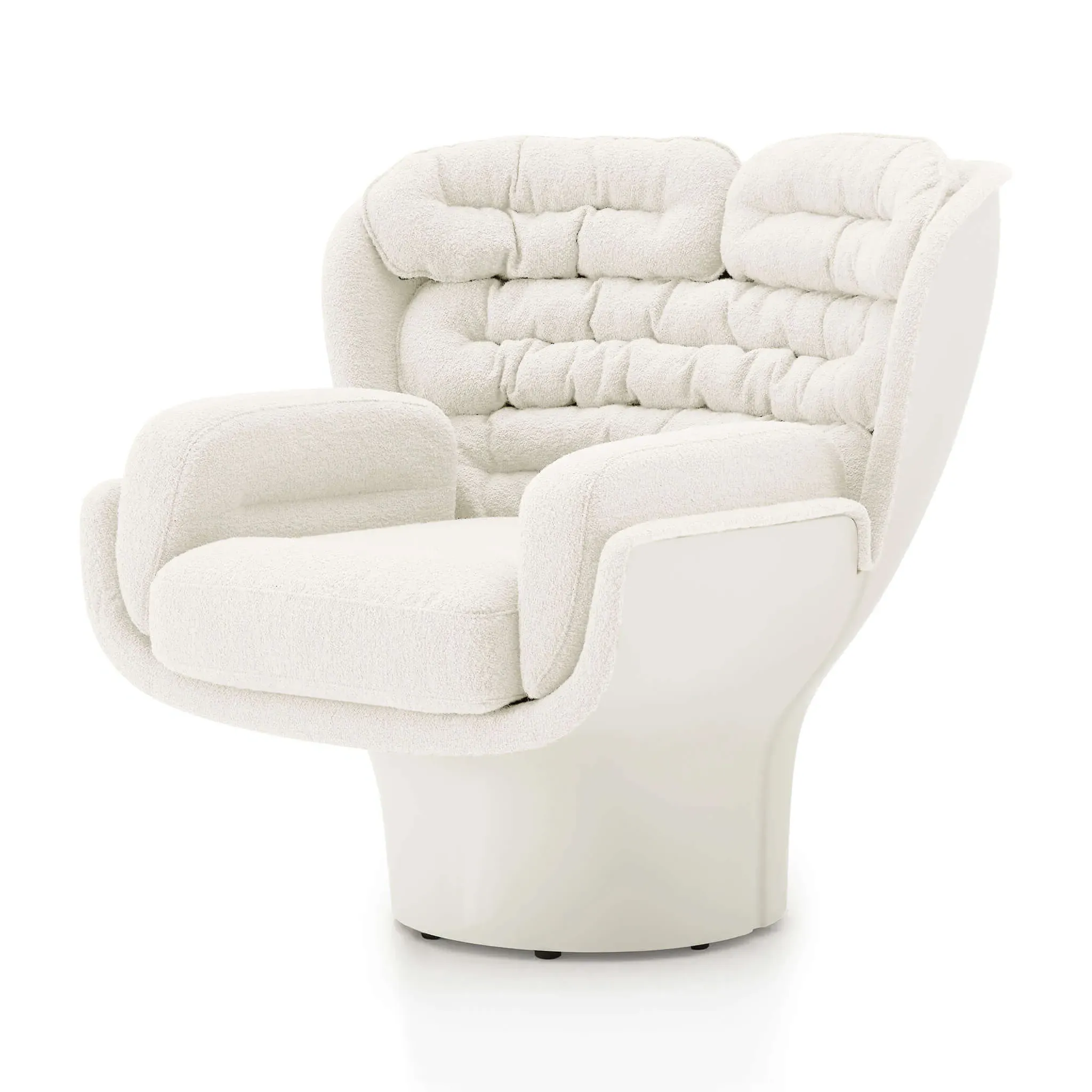 Elda Upholstered Armchair - Snow White, Boucle Fiberglass product