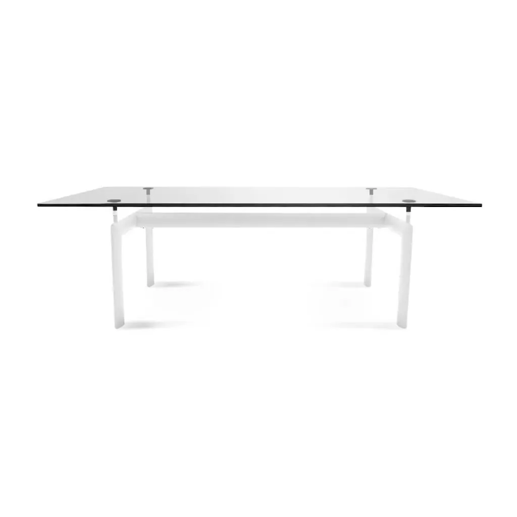 Corbusier 6ft Glass Dining Table - White Powder-Coated product