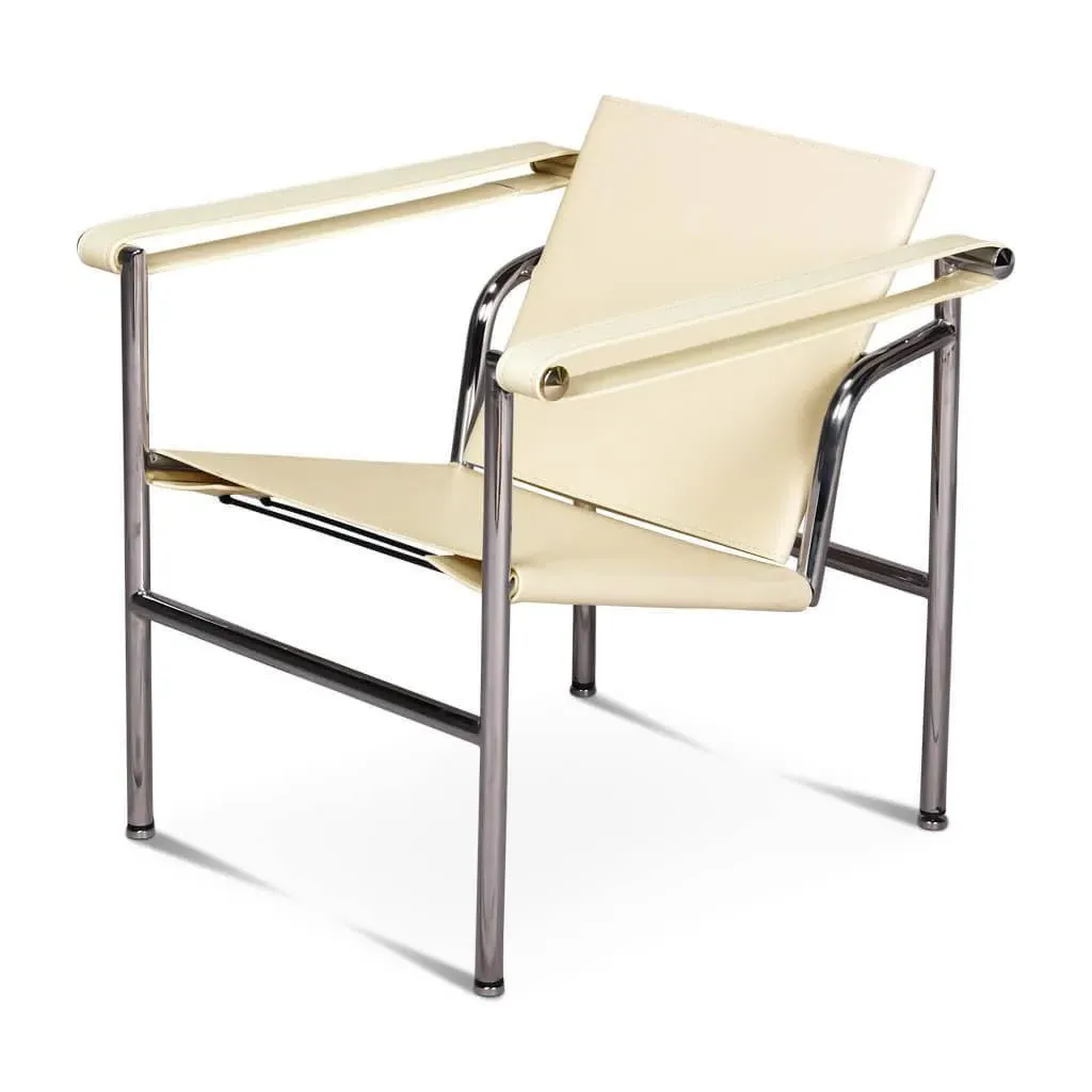 Corbusier Basculant Sling Chair - Cream, Aniline Leather product