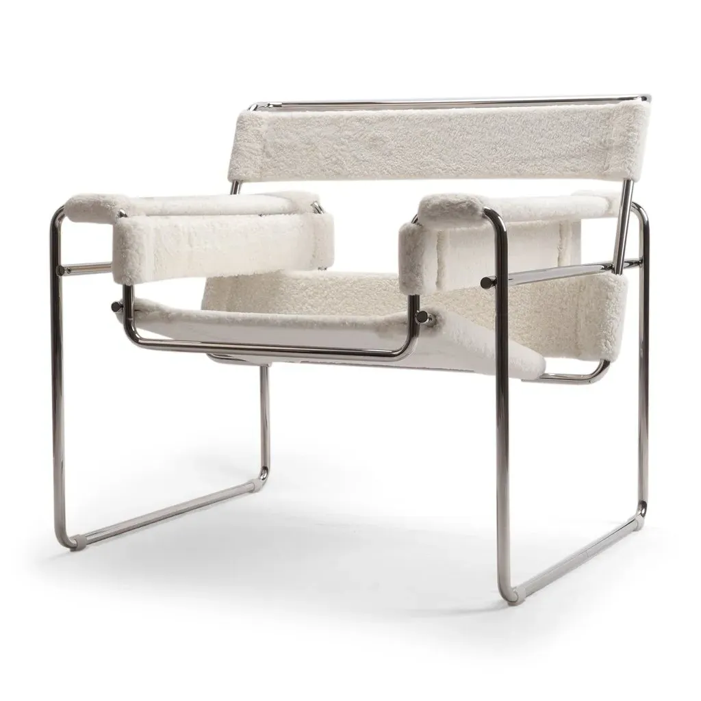 Wassily Chair - White Sherpa, Chrome Frame product