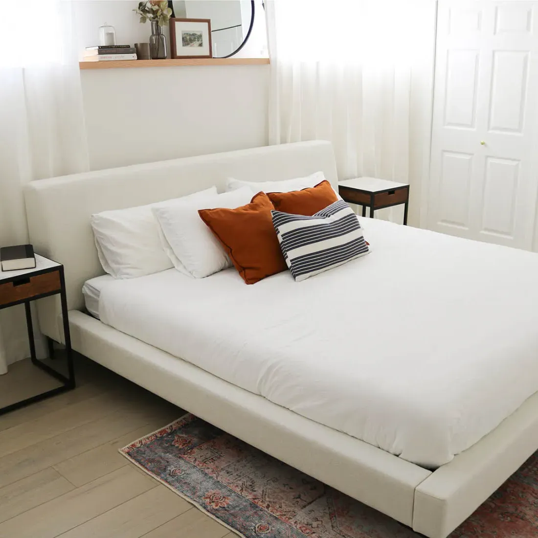 Brooke Queen Size Platform Bed - Grey, Woven Palo product