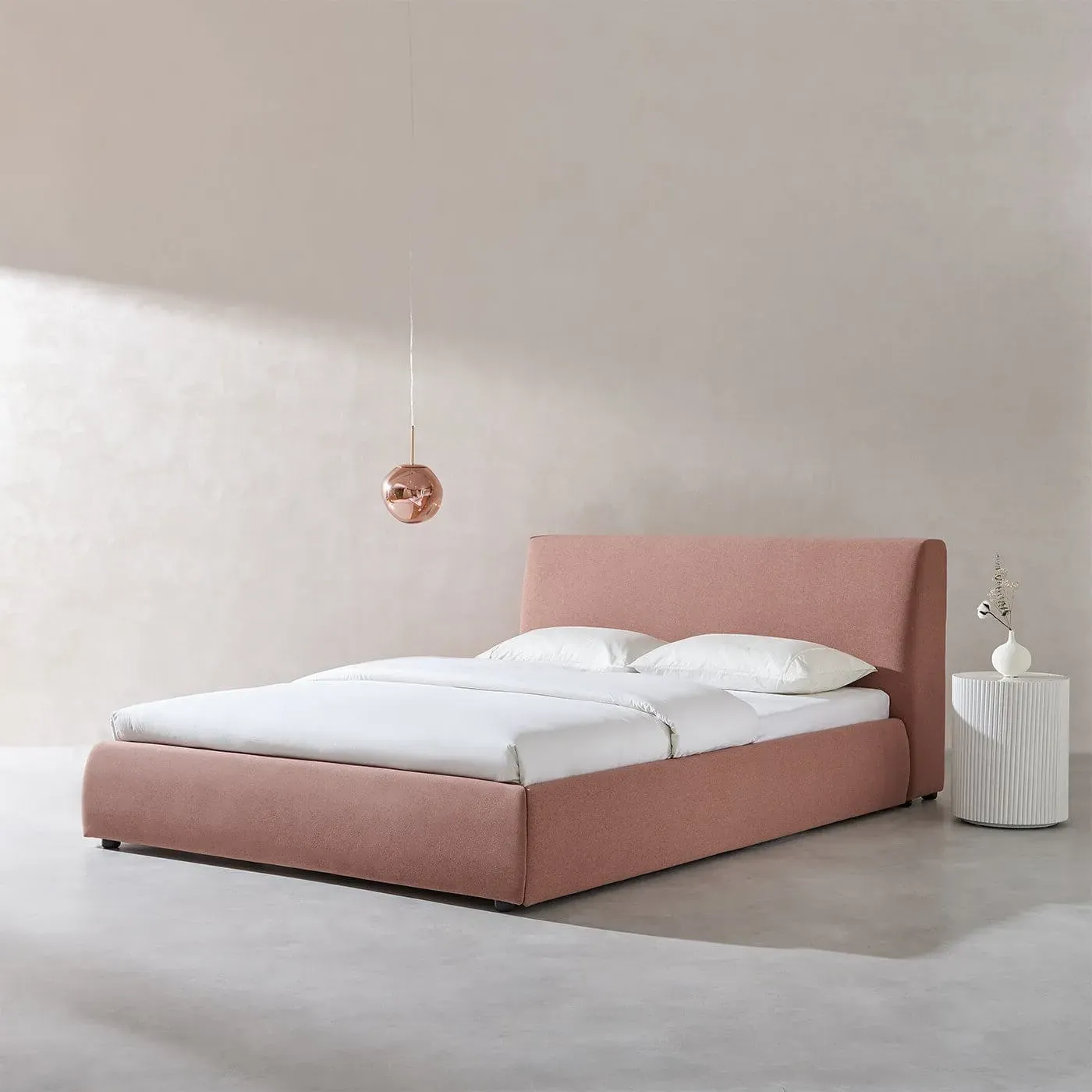 Sloane Queen Size Platform Bed - Coral Haze, Performance Felt product