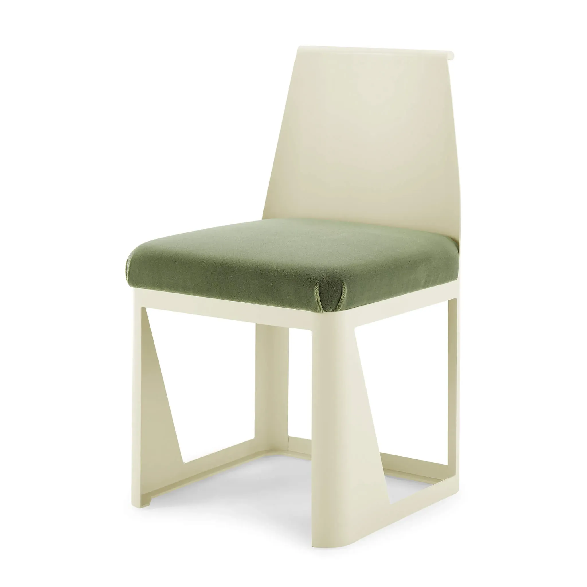 Folded Sheet Steel Metal Side Chair - Mist Green, Ivory product