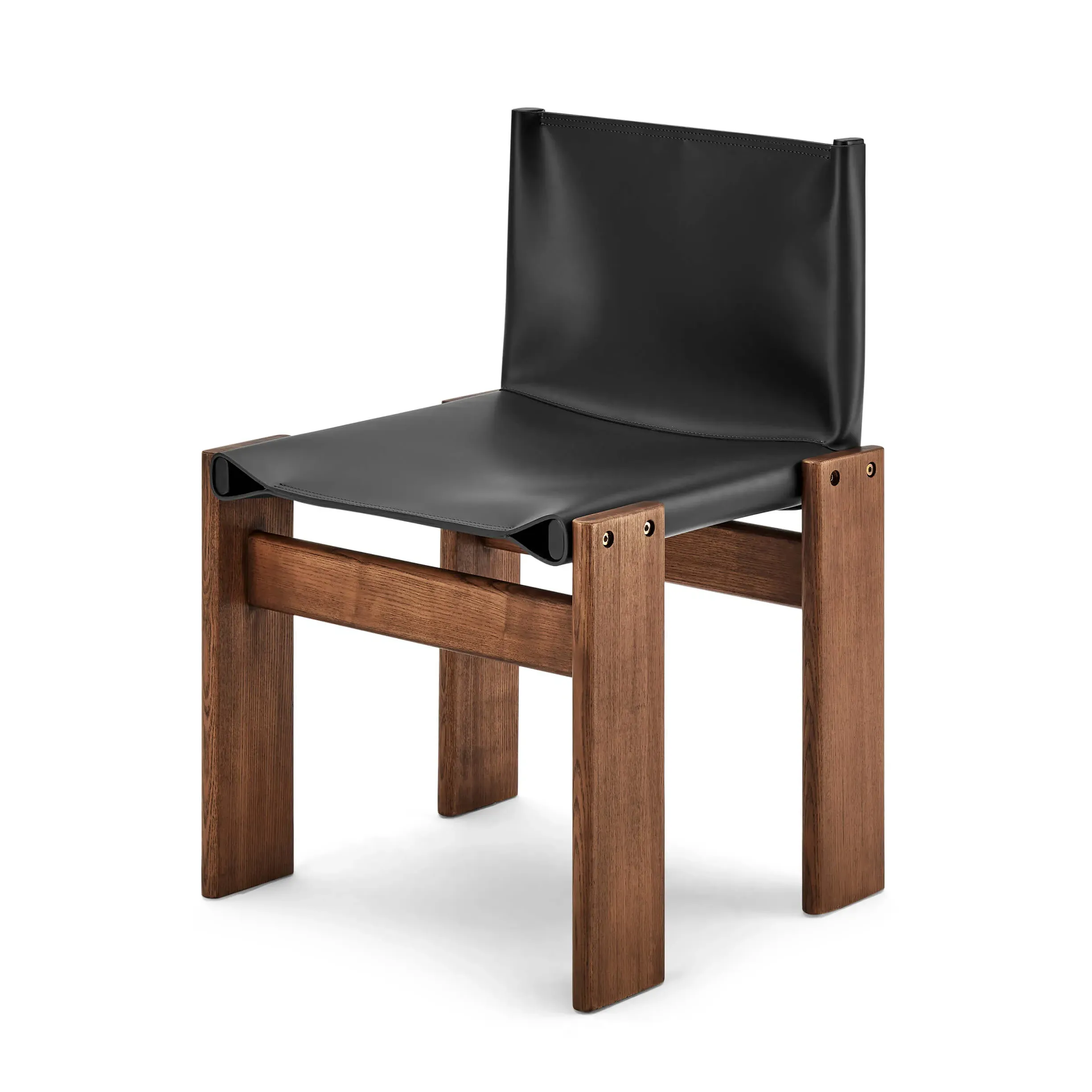 Afra & Scarpa Monk Dining Chair - Graphite Black, Saddle Leather product