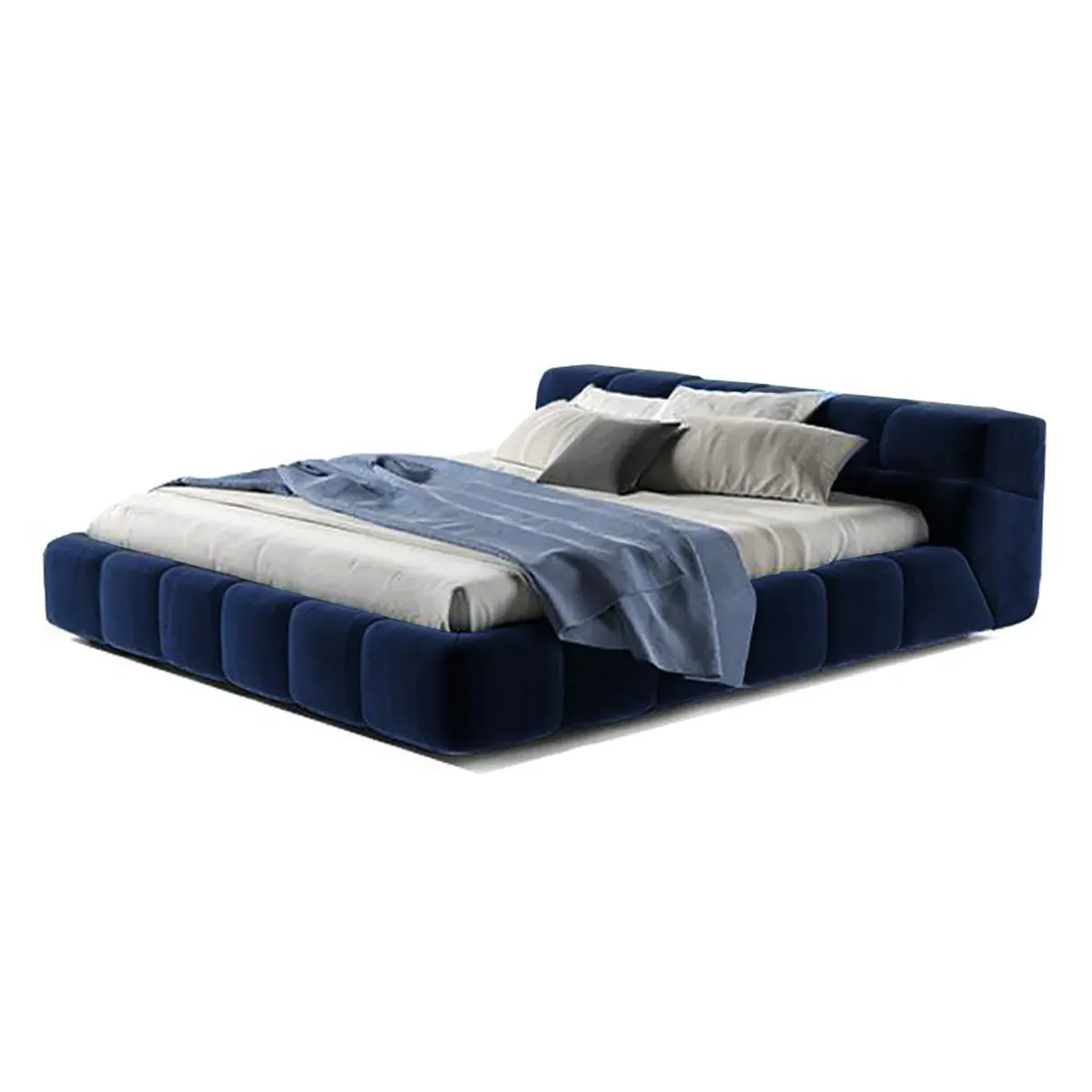 Chesterfield Tufted Queen Size Bed - Azure Blue, Chenille product