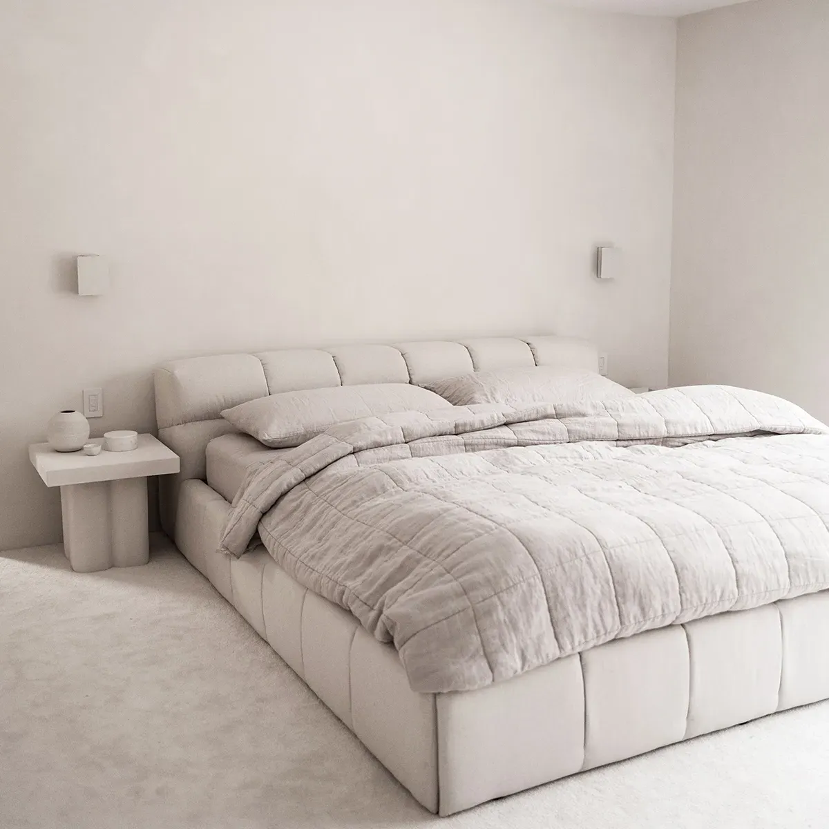 Chesterfield Tufted Queen Size Bed Frame - Woven Palo Pearl product