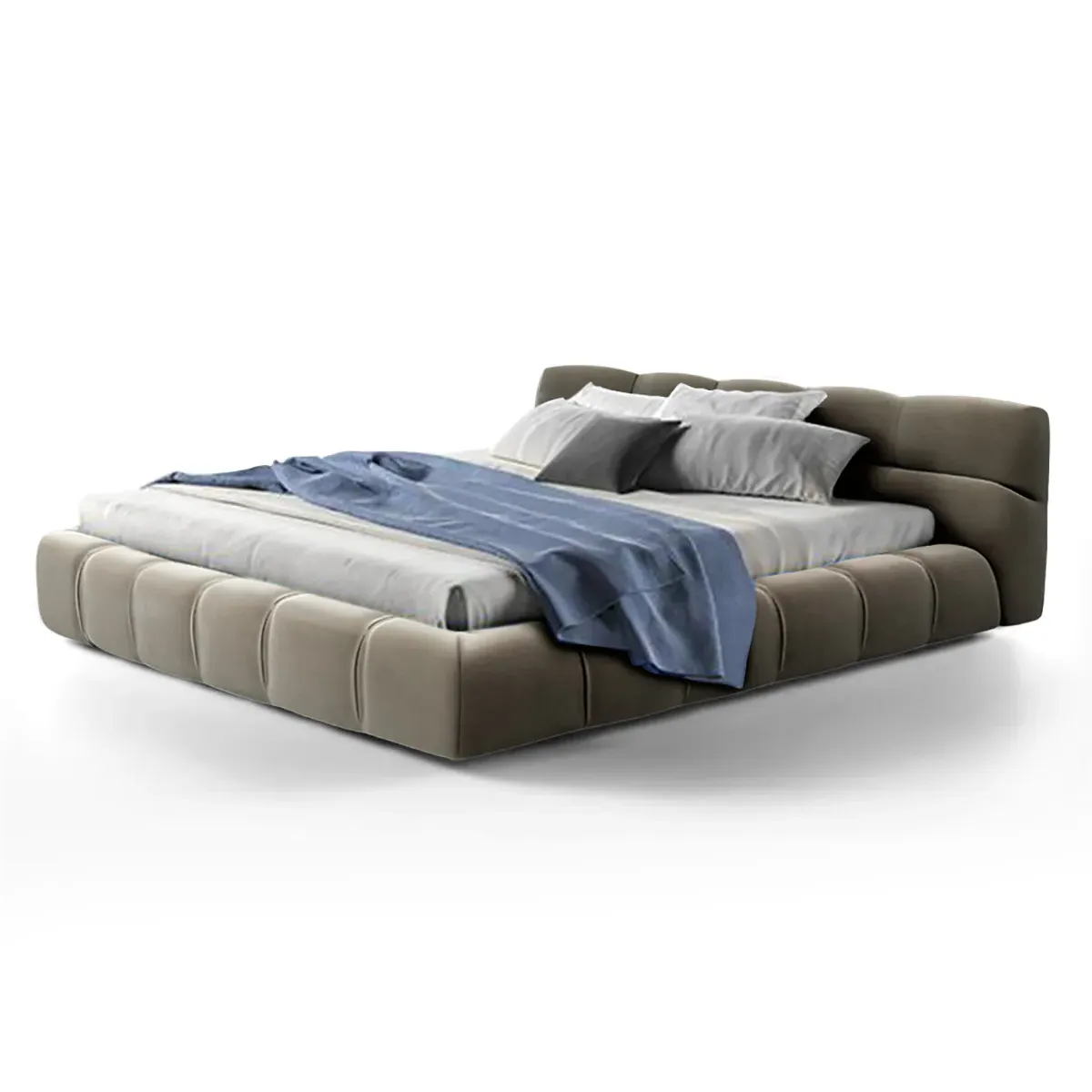 Helios Queen Size Bed Frame - Pewter Grey, Chenille product