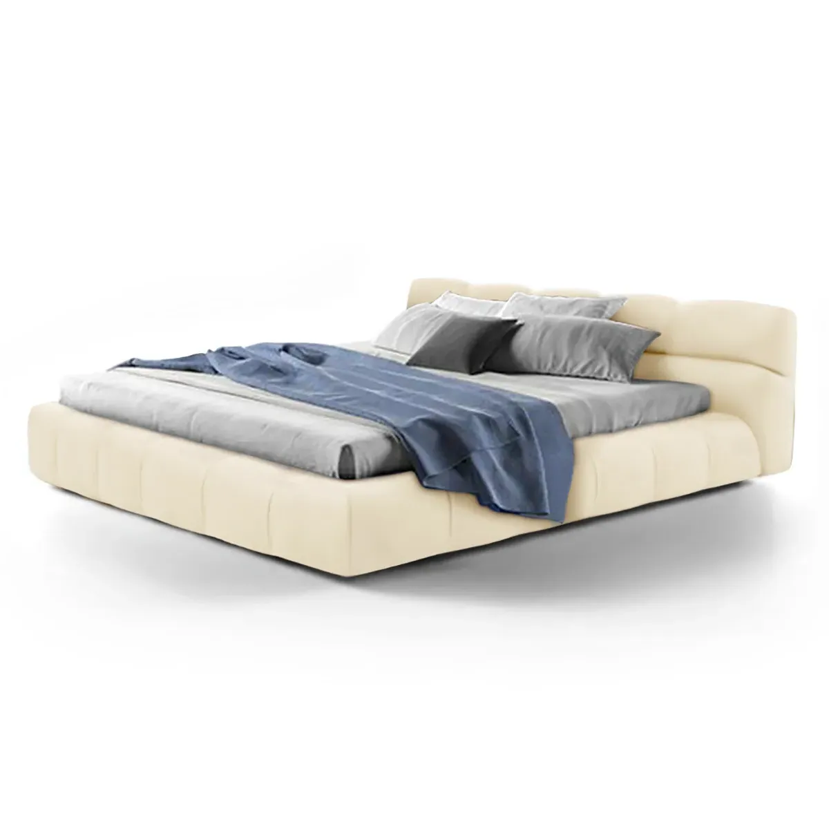 Tufted Chesterfield Queen Size Bed - Cream, Aniline Leather product