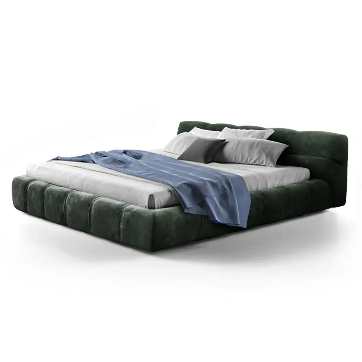 Tufted Chesterfield Queen Size Bed - Evergreen, Chenille product