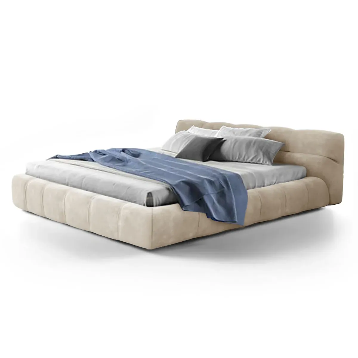 Tufted Chesterfield Queen Size Bed Frame - Beige Grey, Chenille product