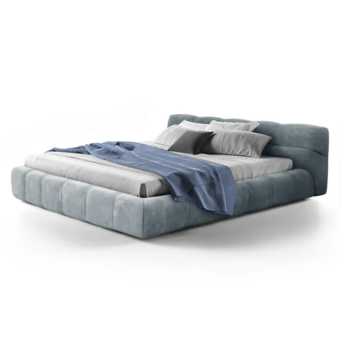 Tufted Chesterfield Queen Size Bed Frame - Cerulean Blue, Chenille product