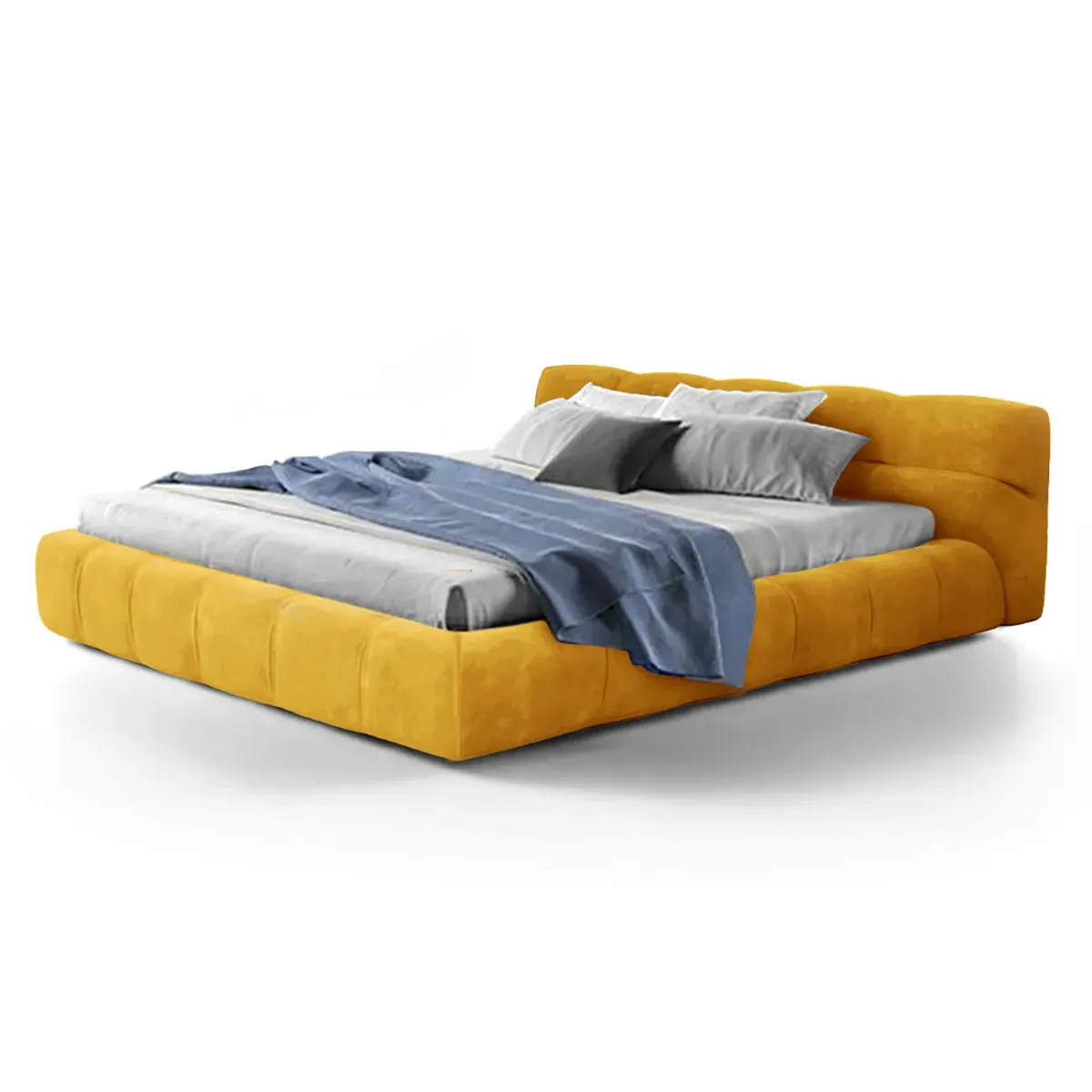 Tufted Chesterfield Queen Size Bed Frame - Mustard Yellow, Chenille product