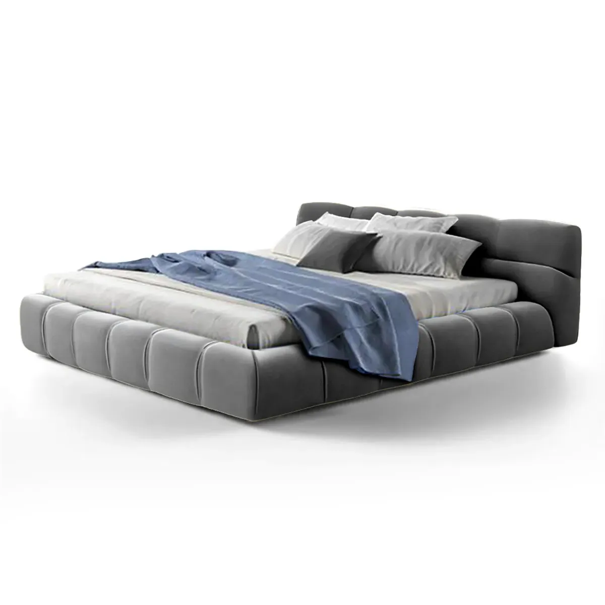 Tufted Queen Size Bed Frame - Graphite Grey, Velvet product