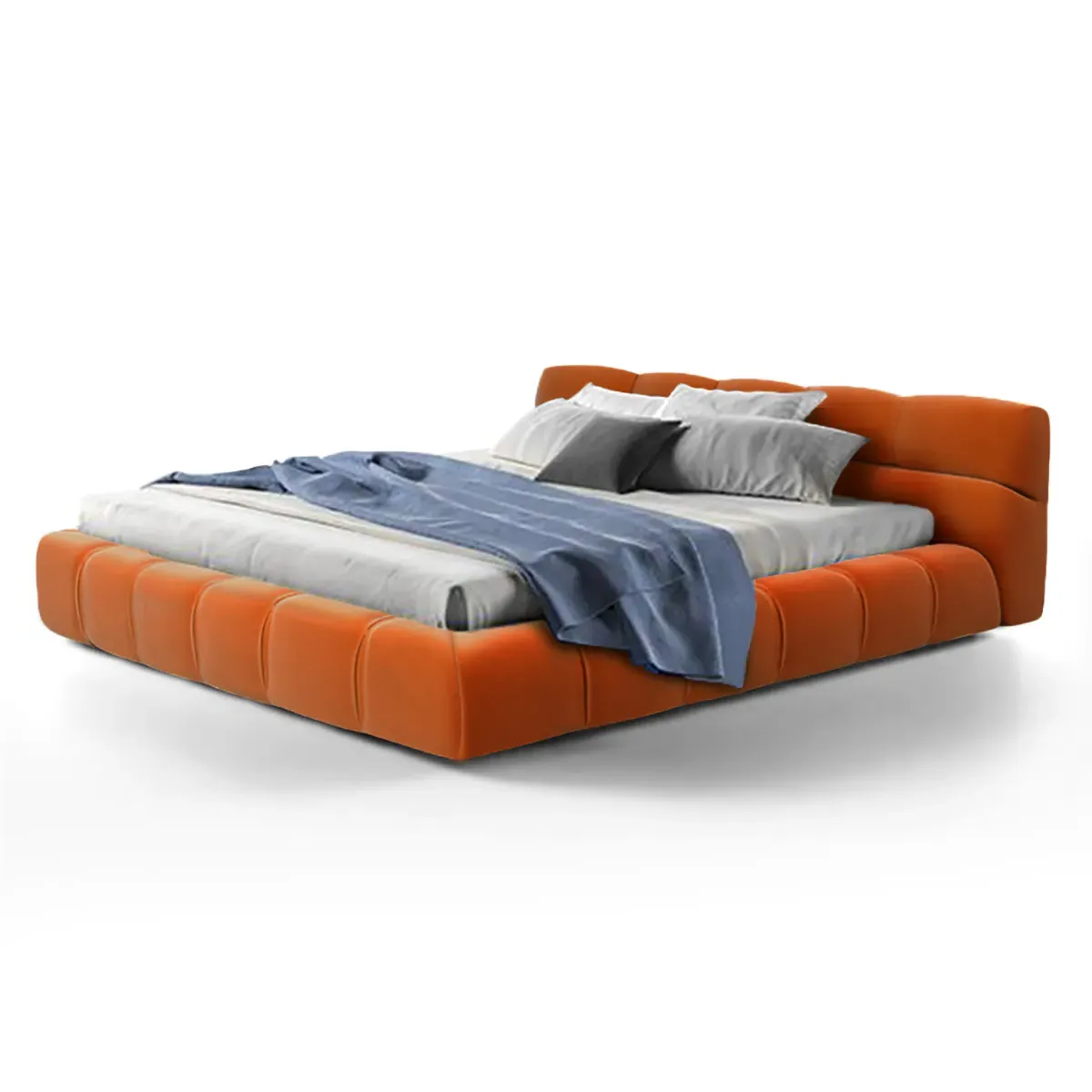 Tufted Queen Size Bed Frame - Tangerine Orange, Velvet product