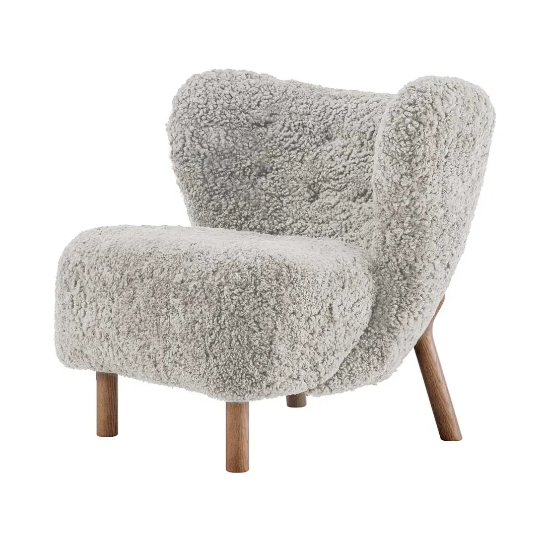 Little Sherpa Lounge Chair - Grey Mist, Genuine Sheepskin, Walnut product