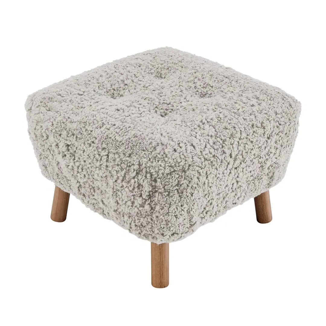 Little Sherpa Ottoman - Grey Mist, Genuine Sheepskin product