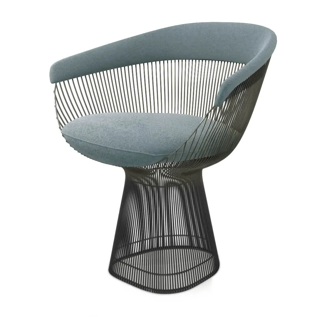 Platner Armchair - Blue Grey Cashmere, Gun Metal Steel product