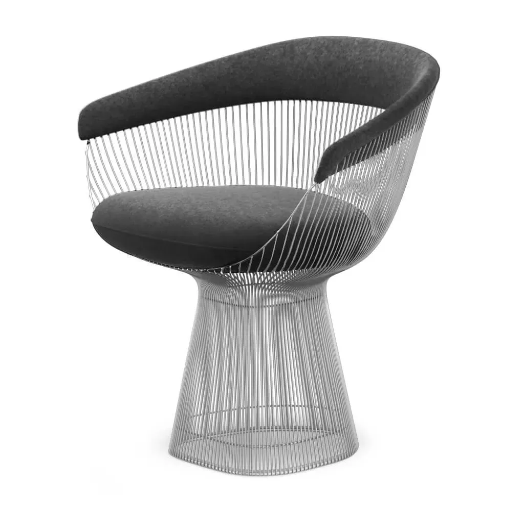 Platner Armchair Chrome Base - Charcoal Grey, Boucle Wool product