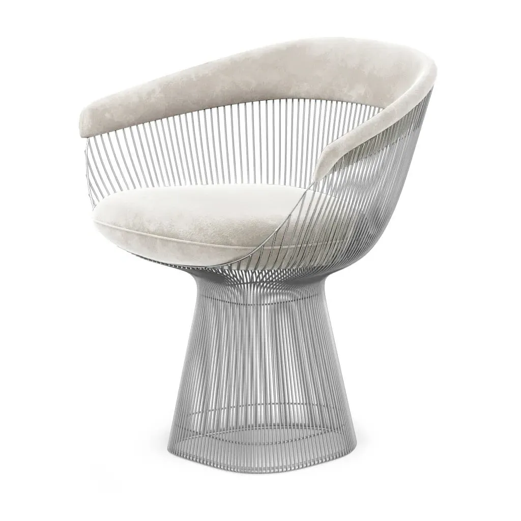 Platner Armchair - Chrome Base, Chenille Cream product