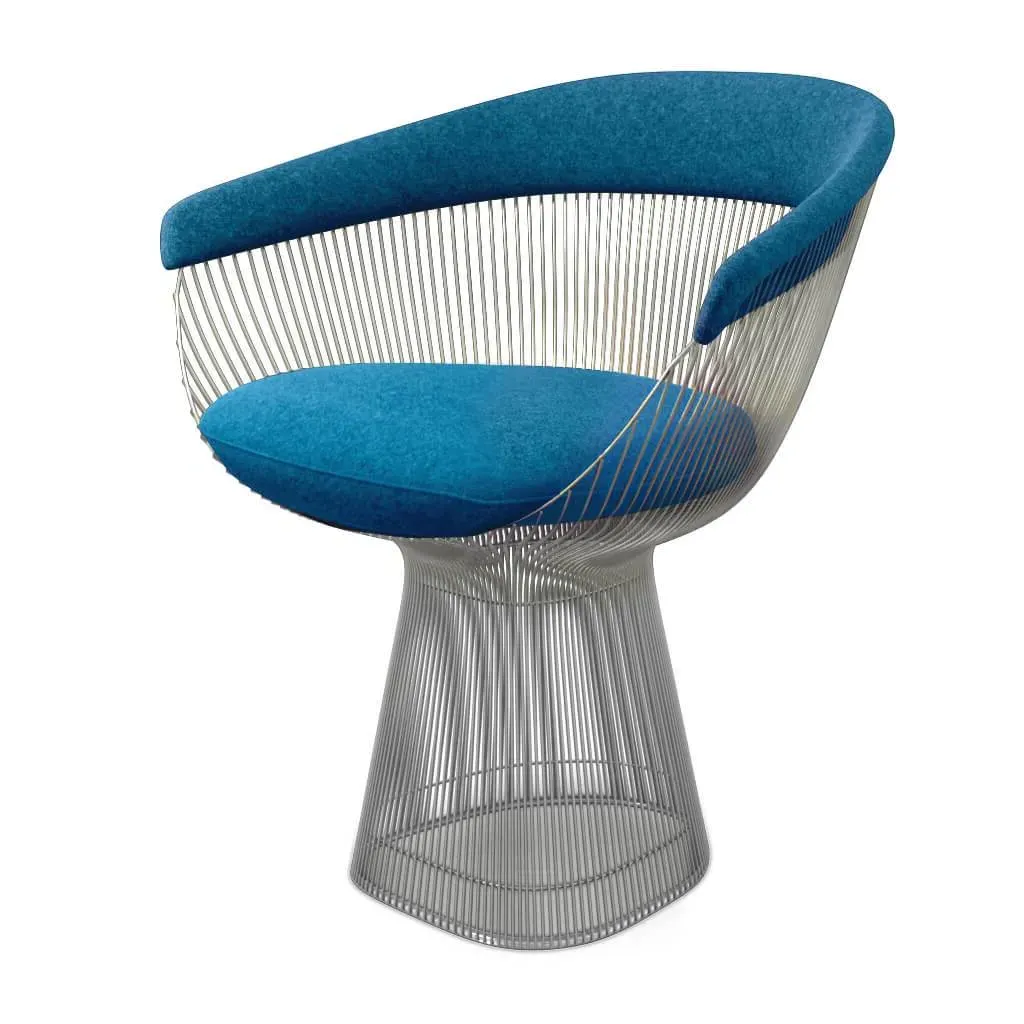 Platner Armchair - Chrome Base, Cobalt Blue Cashmere product