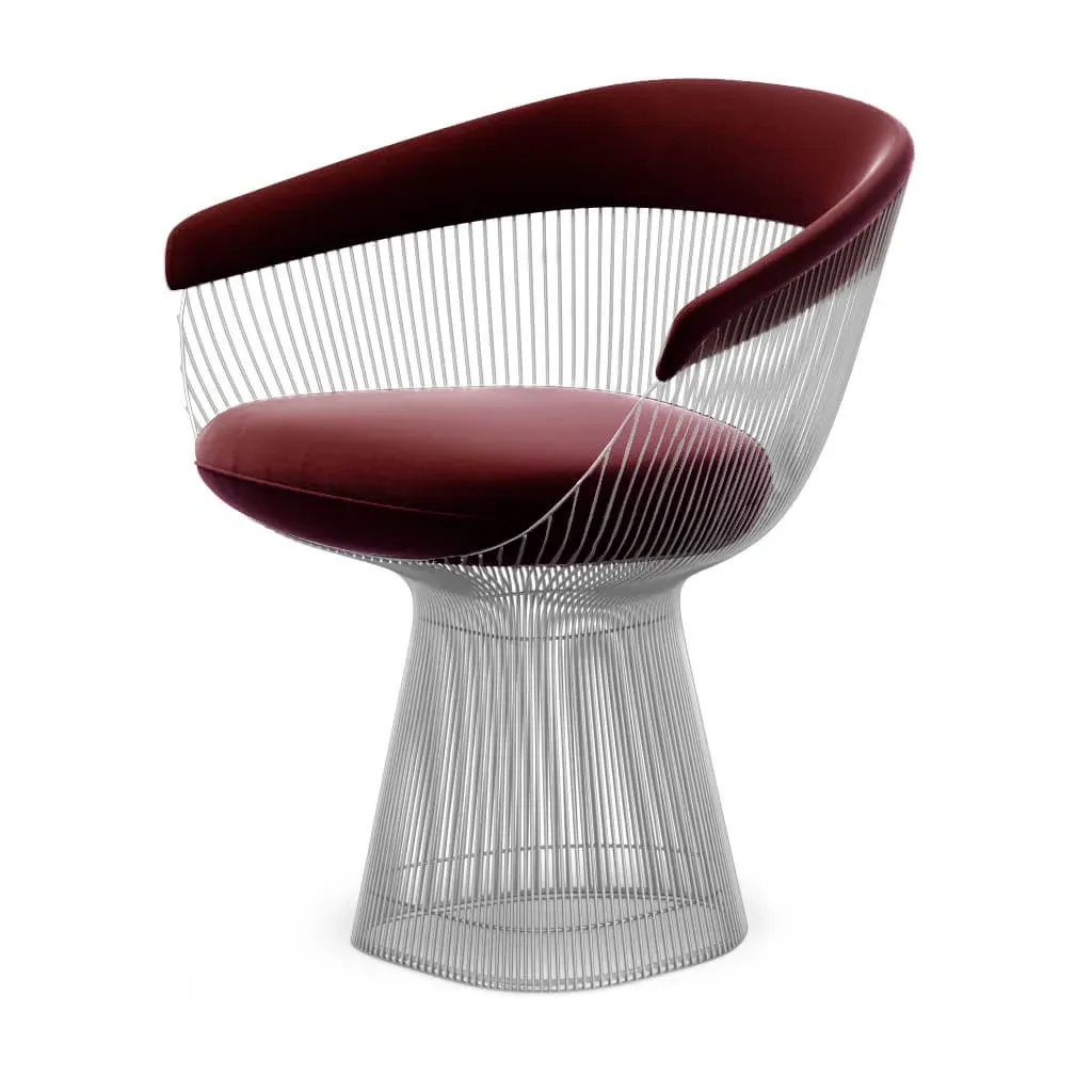 Platner Armchair - Chrome Base, Jeweled Plum Velvet product