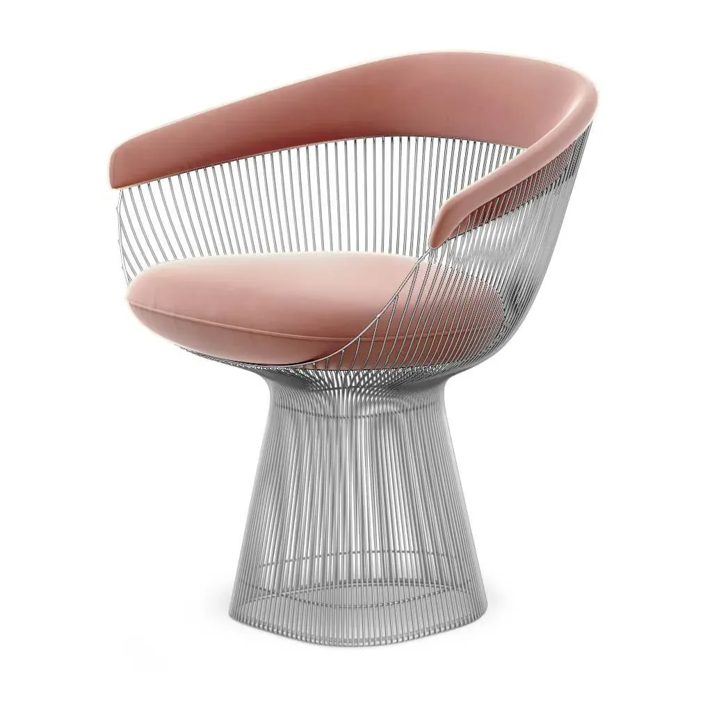 Platner Armchair - Chrome Base, Rose Mauve Velvet product