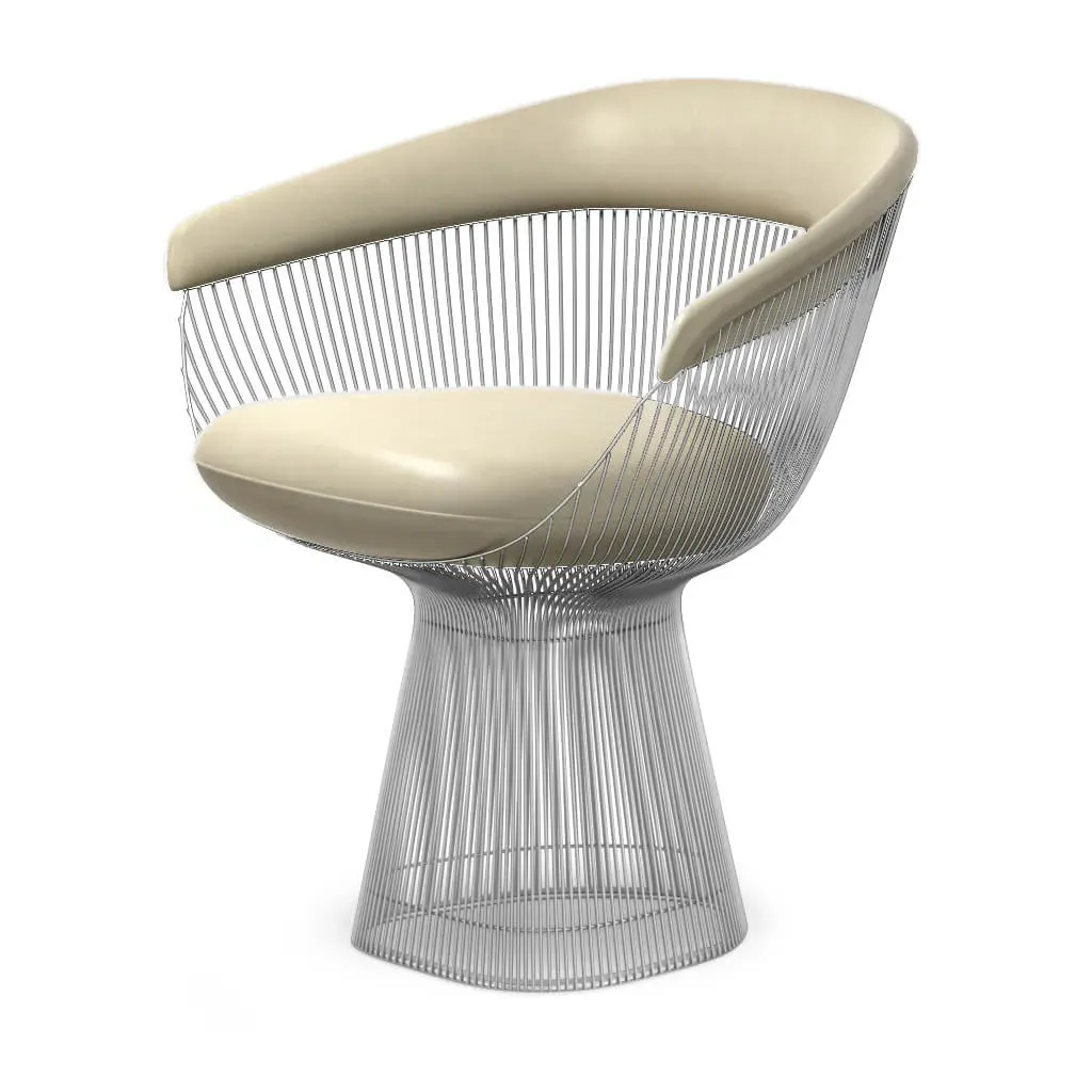 Platner Armchair - Cream, Aniline Leather Chrome Base product