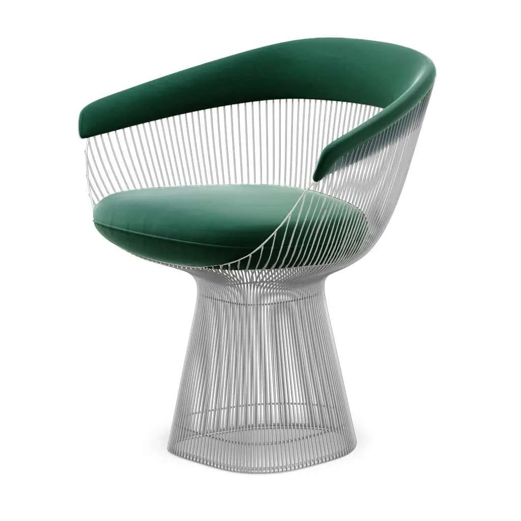 Platner Armchair - Empress Green Velvet, Chrome Wire Base product